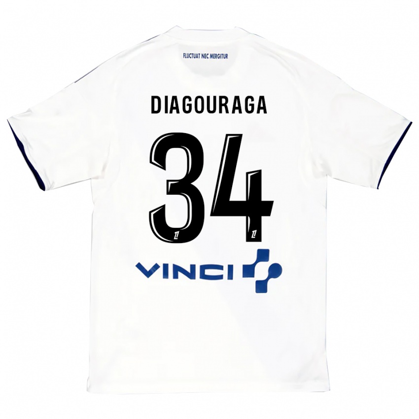 נשים Djibril Diagouraga #34 לבן כחול הרחק ג'רזי 2025/26 חולצה קצרה