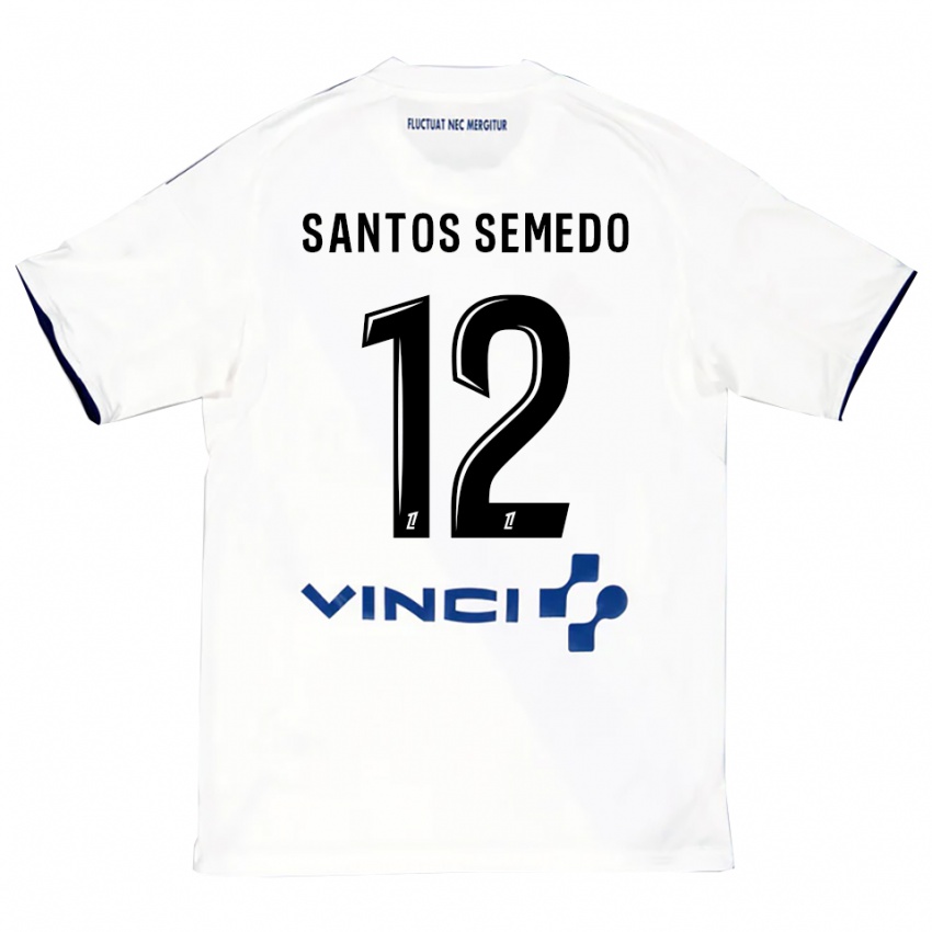 נשים Ilyes Dos Santos Semedo #12 לבן כחול הרחק ג'רזי 2025/26 חולצה קצרה