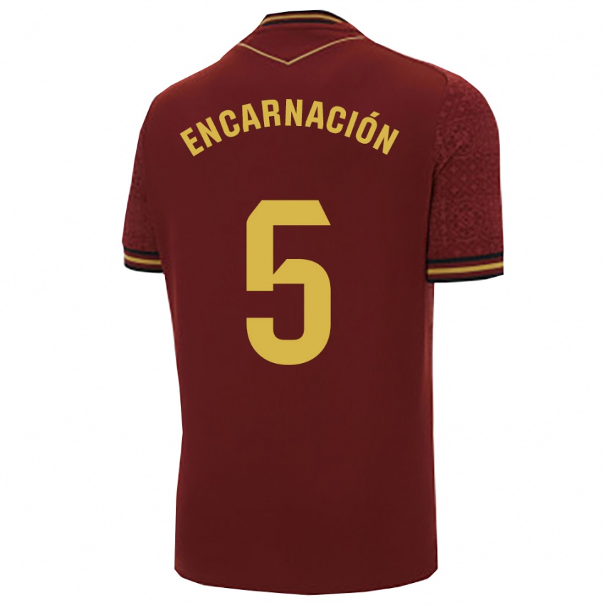 נשים Encarnación Picardo Amaya #5 בורדו זהב הרחק ג'רזי 2025/26 חולצה קצרה