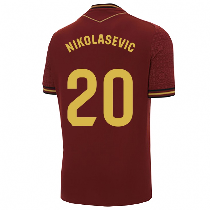 נשים Mirko Nikolasevic #20 בורדו זהב הרחק ג'רזי 2025/26 חולצה קצרה
