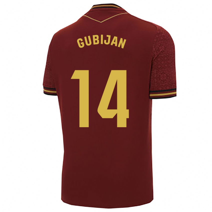 נשים Lovro Gubijan #14 בורדו זהב הרחק ג'רזי 2025/26 חולצה קצרה
