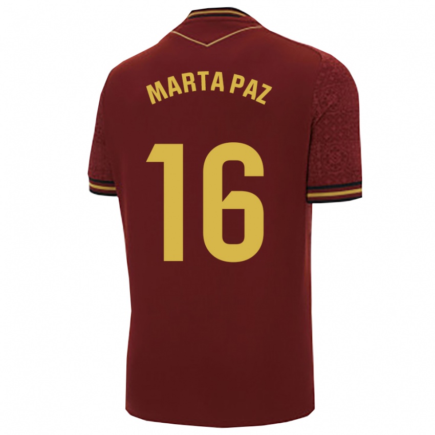 נשים Marta De Los Milagros Paz Cruz #16 בורדו זהב הרחק ג'רזי 2025/26 חולצה קצרה
