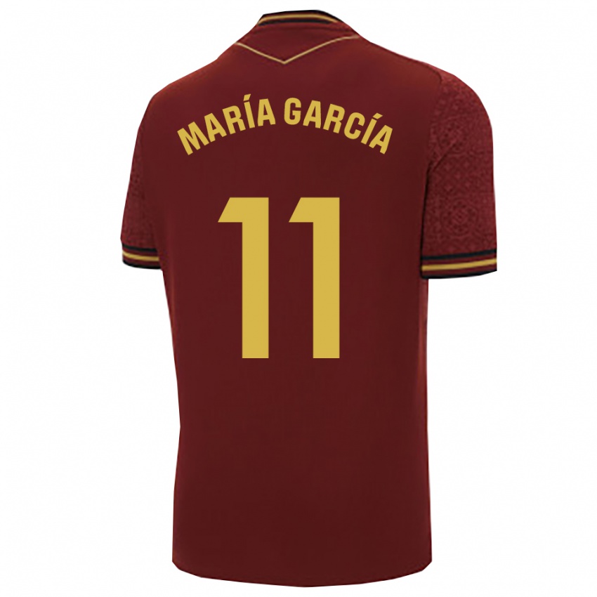 נשים María García Villega #11 בורדו זהב הרחק ג'רזי 2025/26 חולצה קצרה
