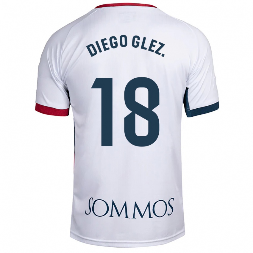 נשים Diego González #18 לבן אדום הרחק ג'רזי 2025/26 חולצה קצרה