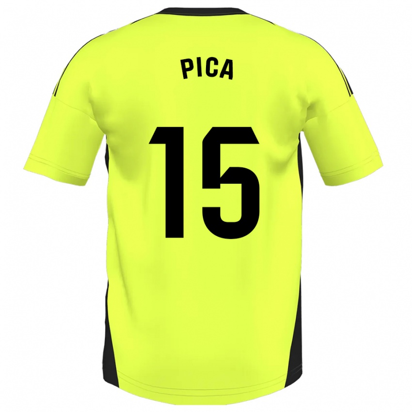 נשים Adrián Pica #15 צהוב פלואורסצנטי הרחק ג'רזי 2025/26 חולצה קצרה