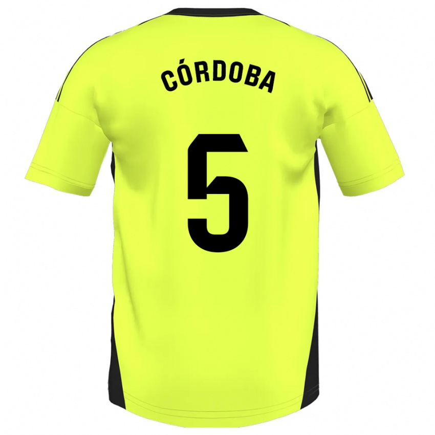 נשים Iker Córdoba #5 צהוב פלואורסצנטי הרחק ג'רזי 2025/26 חולצה קצרה