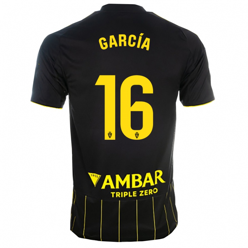 נשים Iker García #16 שחור צהוב הרחק ג'רזי 2025/26 חולצה קצרה