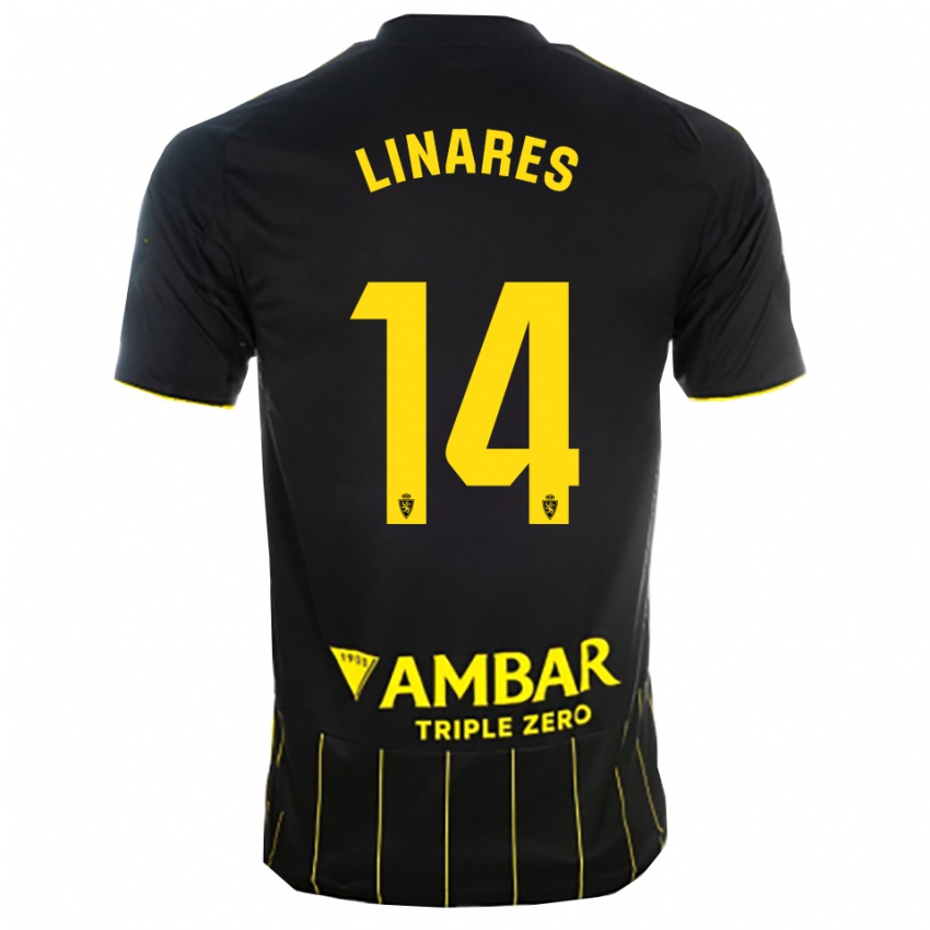 נשים Ángel Linares #14 שחור צהוב הרחק ג'רזי 2025/26 חולצה קצרה