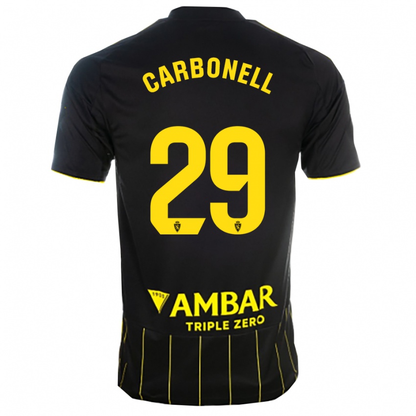 נשים Luis Carbonell #29 שחור צהוב הרחק ג'רזי 2025/26 חולצה קצרה