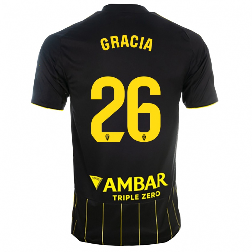 נשים Gori Gracia #26 שחור צהוב הרחק ג'רזי 2025/26 חולצה קצרה