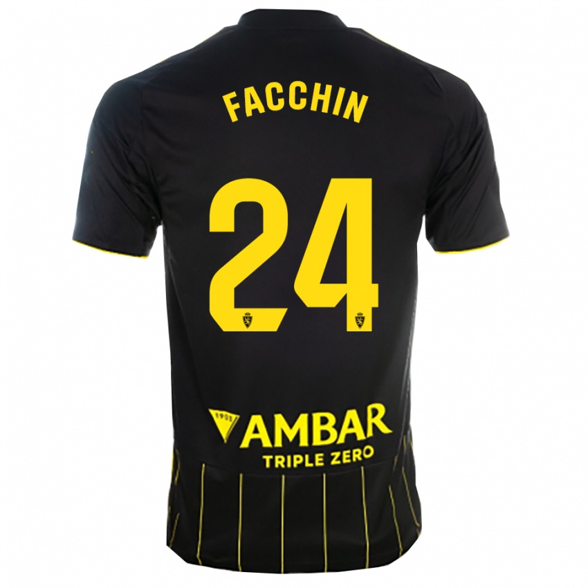 נשים Enzo Facchin #24 שחור צהוב הרחק ג'רזי 2025/26 חולצה קצרה