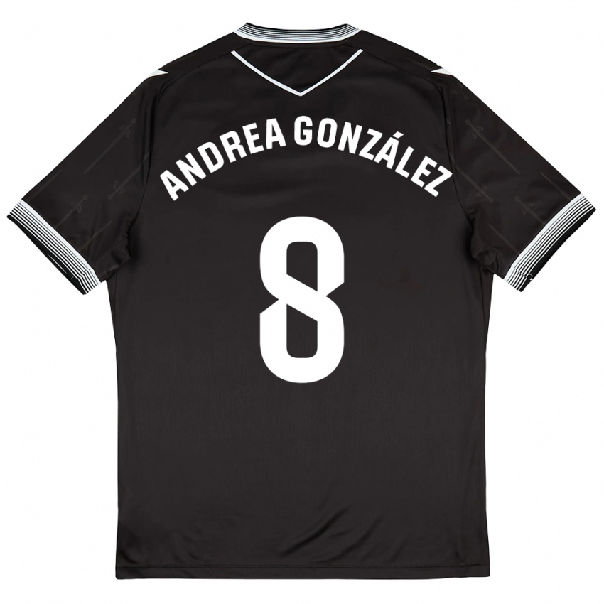 נשים אנדריאה גונזלס #8 שחור לבן הרחק ג'רזי 2025/26 חולצה קצרה