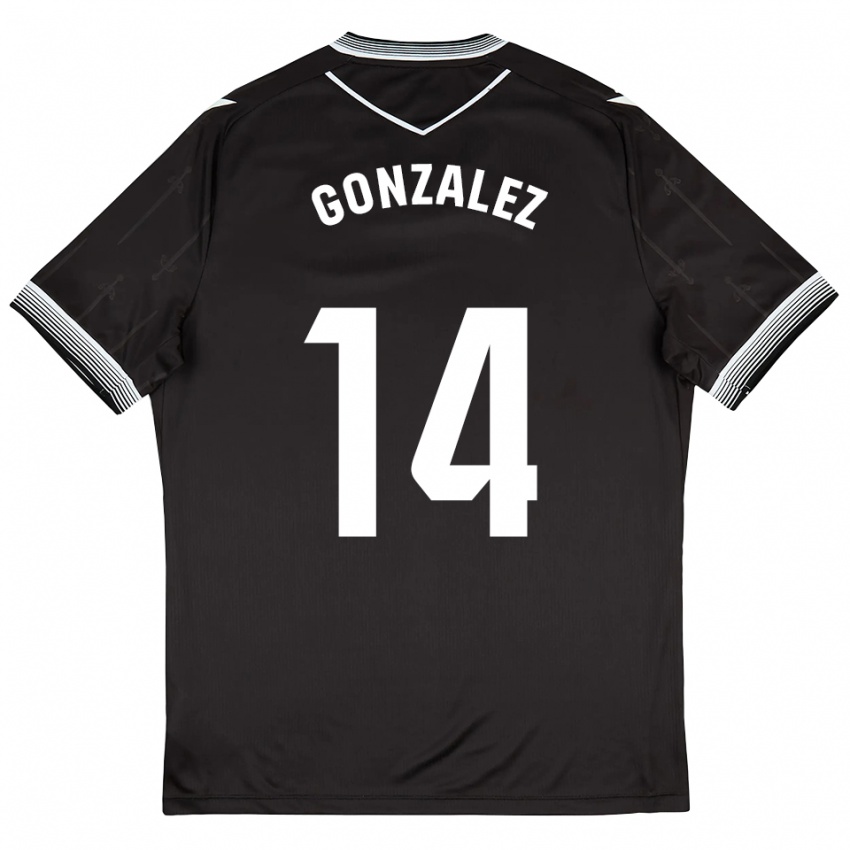 נשים דייוויד גונסאלס בלסטרוס #14 שחור לבן הרחק ג'רזי 2025/26 חולצה קצרה