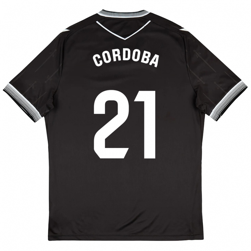נשים איניגו קורדובה #21 שחור לבן הרחק ג'רזי 2025/26 חולצה קצרה