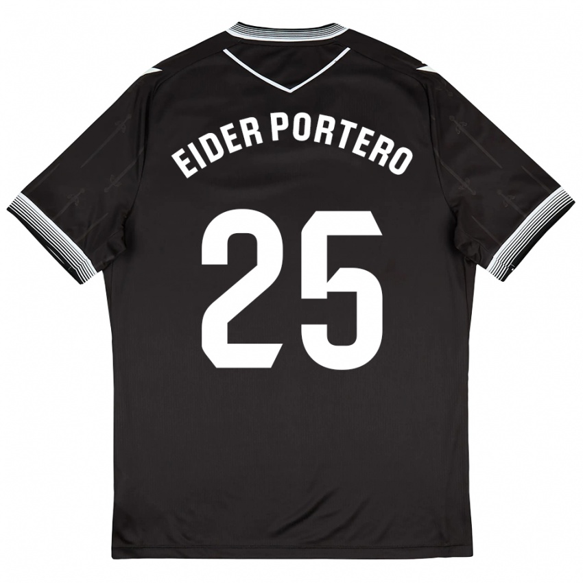 נשים Eider Portero #25 שחור לבן הרחק ג'רזי 2025/26 חולצה קצרה