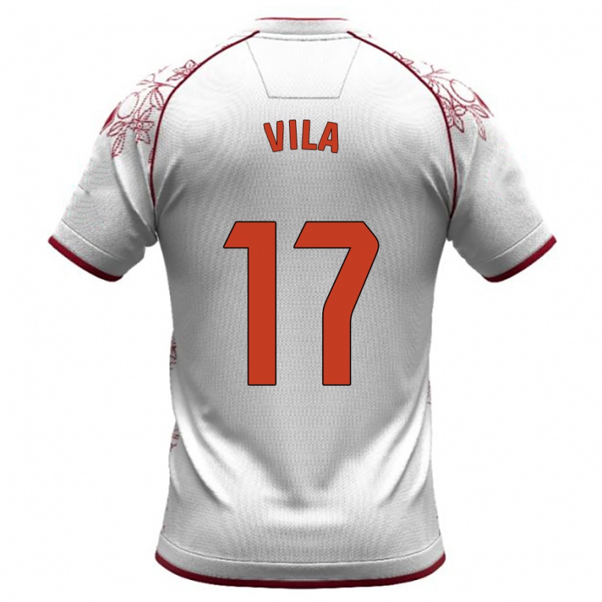 נשים Manu Vila #17 לבן בורדו הרחק ג'רזי 2025/26 חולצה קצרה