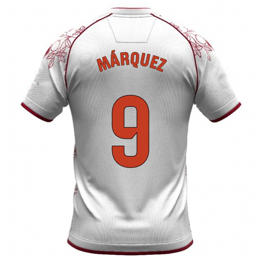 נשים Eddiel Márquez #9 לבן בורדו הרחק ג'רזי 2025/26 חולצה קצרה