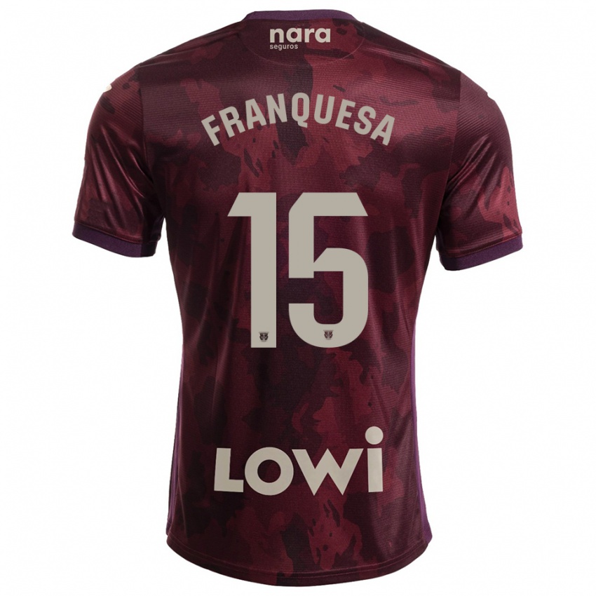 נשים Enric Franquesa #15 בורדו לבן הרחק ג'רזי 2025/26 חולצה קצרה