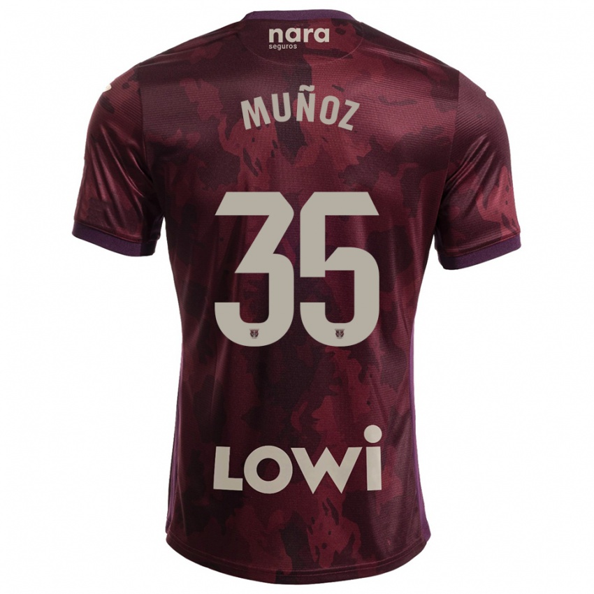 נשים Carlos Muñoz #35 בורדו לבן הרחק ג'רזי 2025/26 חולצה קצרה