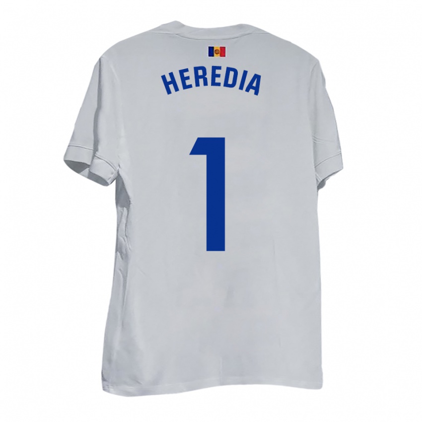 נשים Alex Heredia #1 לבן צהוב כחול הרחק ג'רזי 2025/26 חולצה קצרה