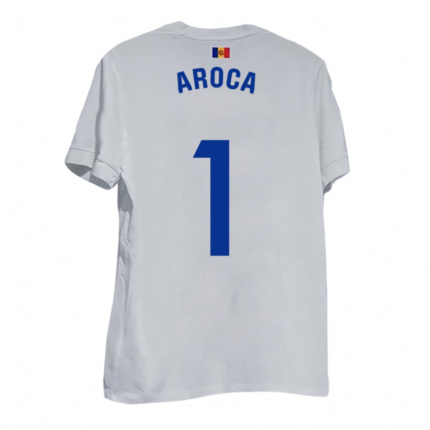 נשים Víctor Aroca #1 לבן צהוב כחול הרחק ג'רזי 2025/26 חולצה קצרה