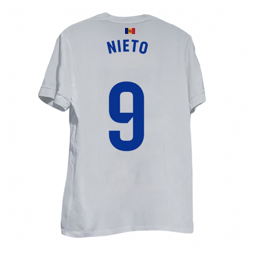 נשים מאנו נייטו #9 לבן צהוב כחול הרחק ג'רזי 2025/26 חולצה קצרה