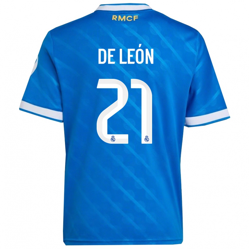 נשים ג'רמי דה לאון #21 כחול לבן ג'רזי קיט שלישי 2025/26 חולצה קצרה