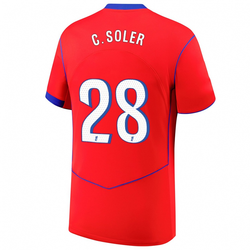 נשים קרלוס סולר #28 אדום כחול לבן ג'רזי קיט שלישי 2025/26 חולצה קצרה