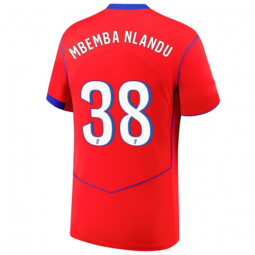 נשים Emmanuel Mbemba Nlandu #38 אדום כחול לבן ג'רזי קיט שלישי 2025/26 חולצה קצרה