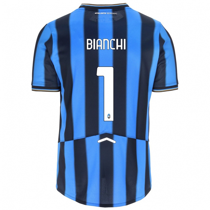 ילדים Mattia Bianchi #1 תכלת שחור ג'רזי ביתית 2025/26 חולצה קצרה