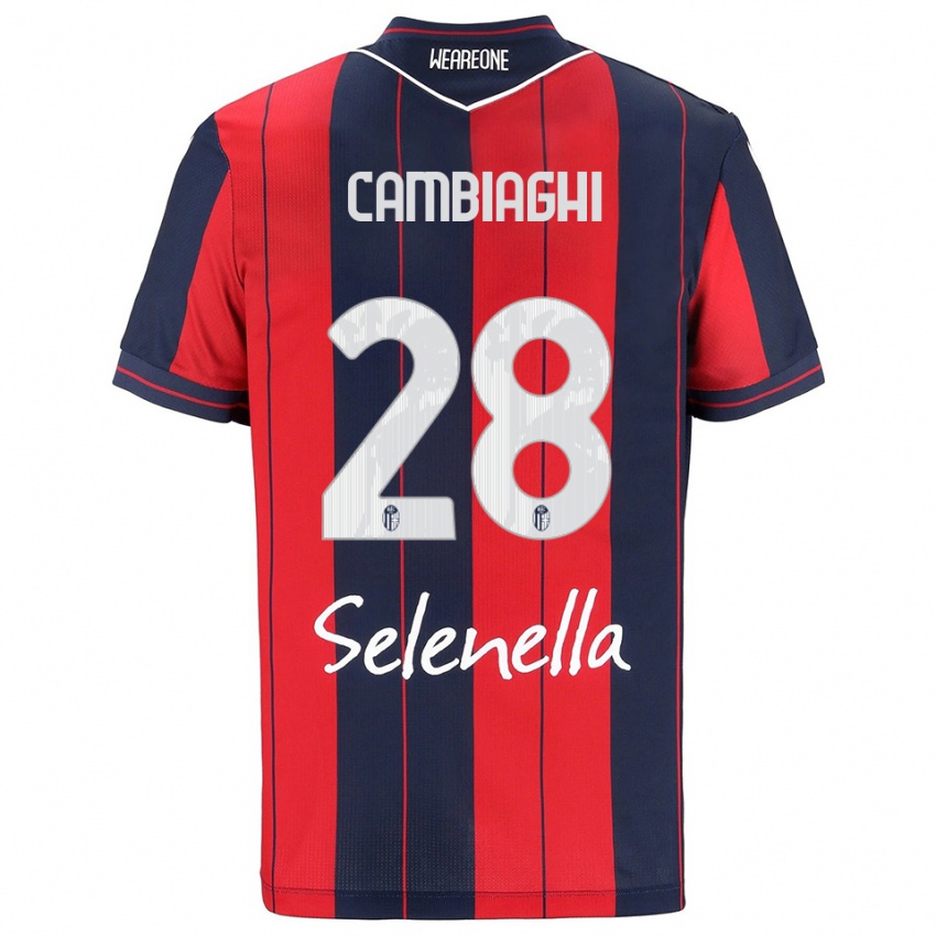 ילדים ניקולו קמביאגי #28 אדום נייבי ג'רזי ביתית 2025/26 חולצה קצרה