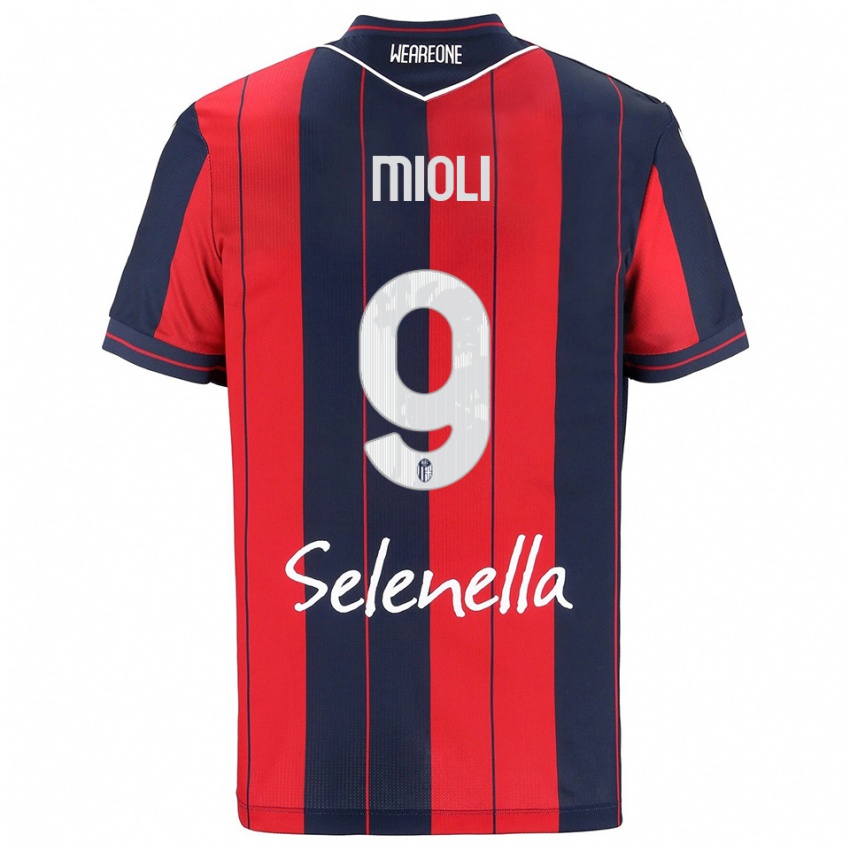 ילדים Mattia Mioli #9 אדום נייבי ג'רזי ביתית 2025/26 חולצה קצרה