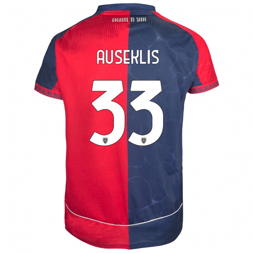 ילדים Henrijs Auseklis #33 אדום נייבי ג'רזי ביתית 2025/26 חולצה קצרה