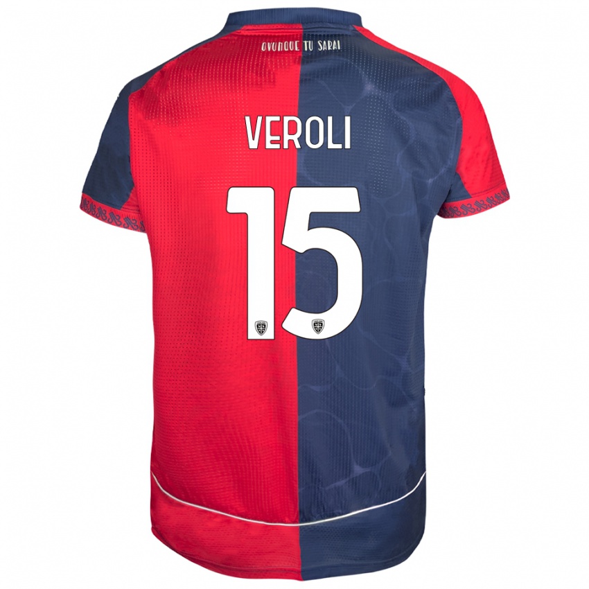 ילדים Davide Veroli #15 אדום נייבי ג'רזי ביתית 2025/26 חולצה קצרה