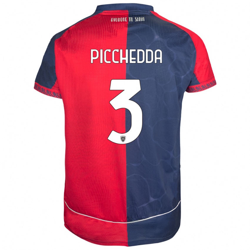 ילדים Marco Picchedda #3 אדום נייבי ג'רזי ביתית 2025/26 חולצה קצרה