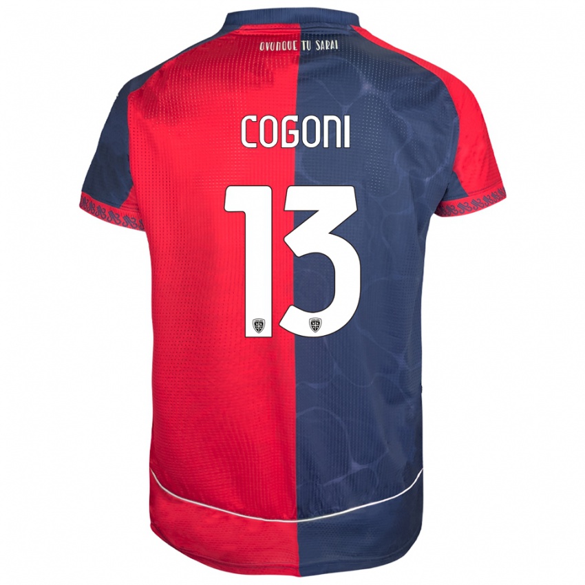 ילדים Andrea Cogoni #13 אדום נייבי ג'רזי ביתית 2025/26 חולצה קצרה