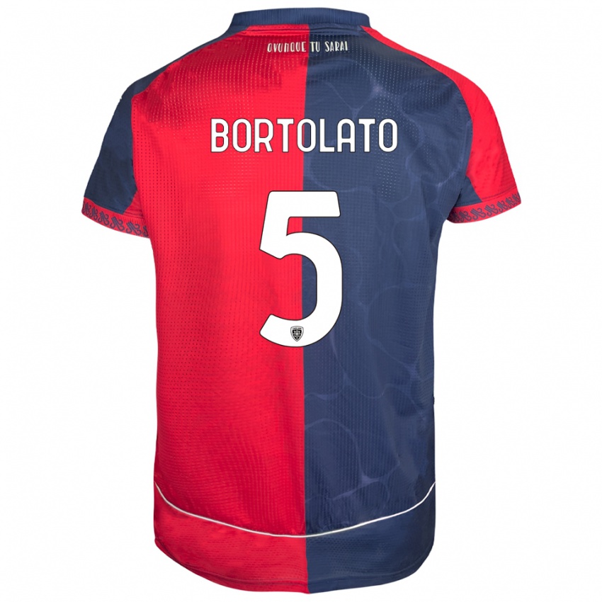 ילדים Filippo Bortolato #5 אדום נייבי ג'רזי ביתית 2025/26 חולצה קצרה