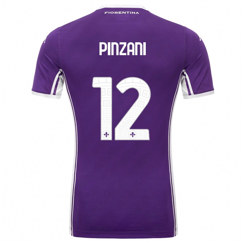 ילדים Lorenzo Pinzani #12 סגול לבן ג'רזי ביתית 2025/26 חולצה קצרה