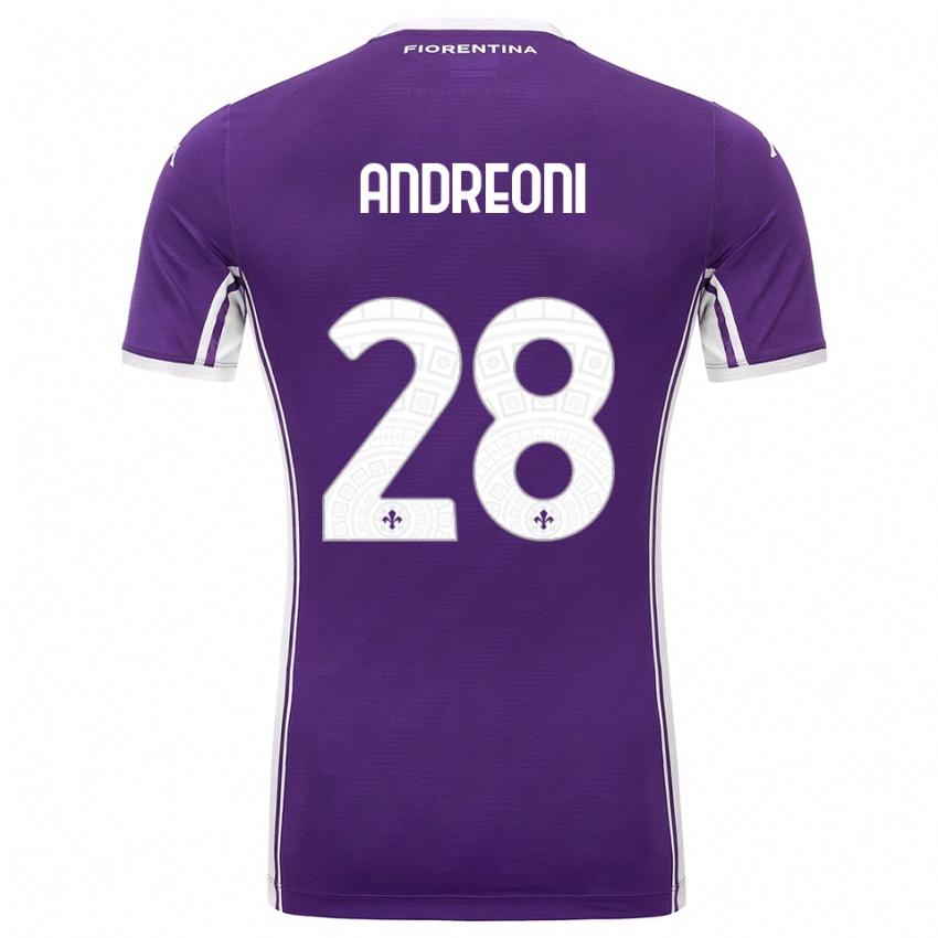 ילדים Caterina Andreoni #28 סגול לבן ג'רזי ביתית 2025/26 חולצה קצרה