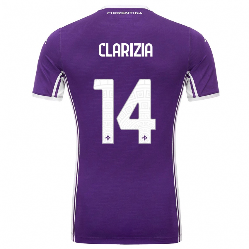 ילדים Leonardo Clarizia #14 סגול לבן ג'רזי ביתית 2025/26 חולצה קצרה