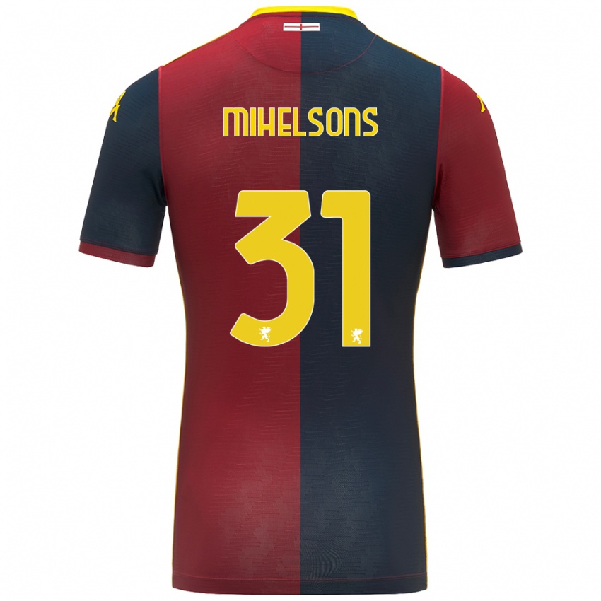 ילדים Rendijs Mihelsons #31 אדום כחול מלכותי ג'רזי ביתית 2025/26 חולצה קצרה