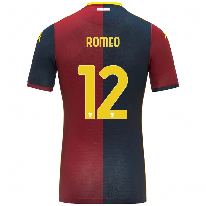 ילדים Emanuele Romeo #12 אדום כחול מלכותי ג'רזי ביתית 2025/26 חולצה קצרה