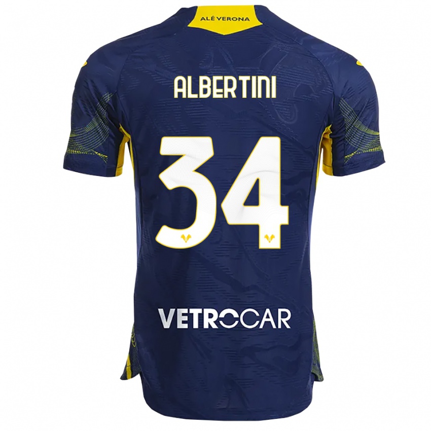 ילדים פרנצ'סקו אלברטיני #34 נייבי צהוב ג'רזי ביתית 2025/26 חולצה קצרה