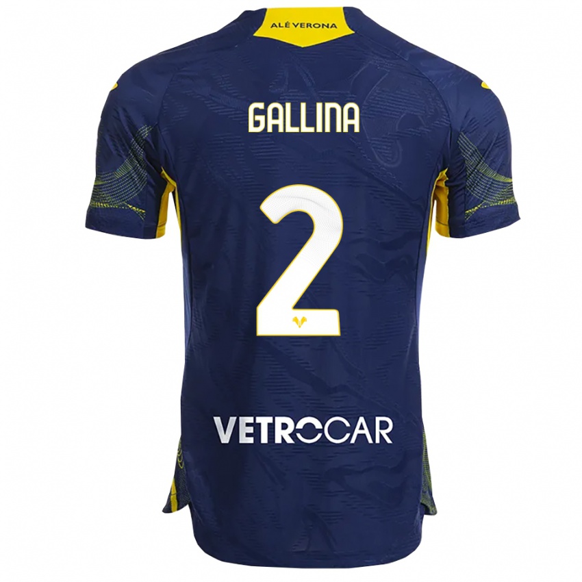 ילדים André Gallina #2 נייבי צהוב ג'רזי ביתית 2025/26 חולצה קצרה