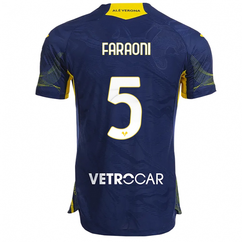 ילדים דוידה פראוני #5 נייבי צהוב ג'רזי ביתית 2025/26 חולצה קצרה