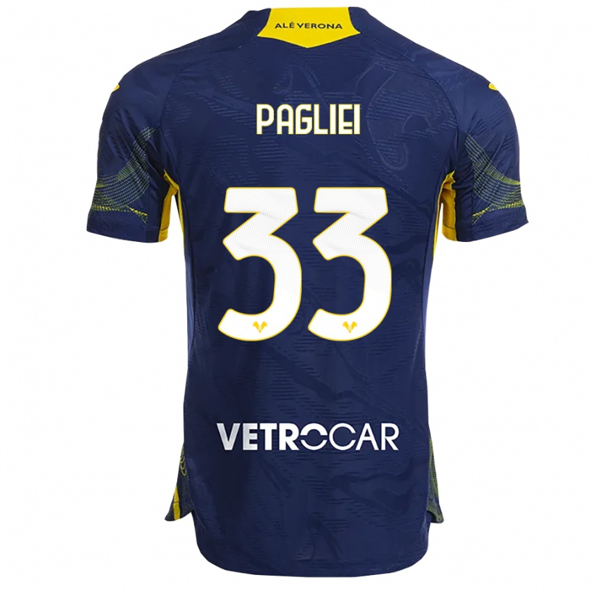 ילדים Matteo Pagliei #33 נייבי צהוב ג'רזי ביתית 2025/26 חולצה קצרה