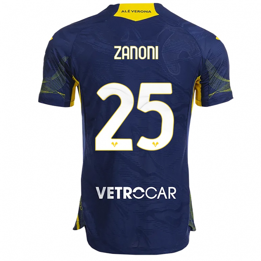 ילדים Greta Zanoni #25 נייבי צהוב ג'רזי ביתית 2025/26 חולצה קצרה