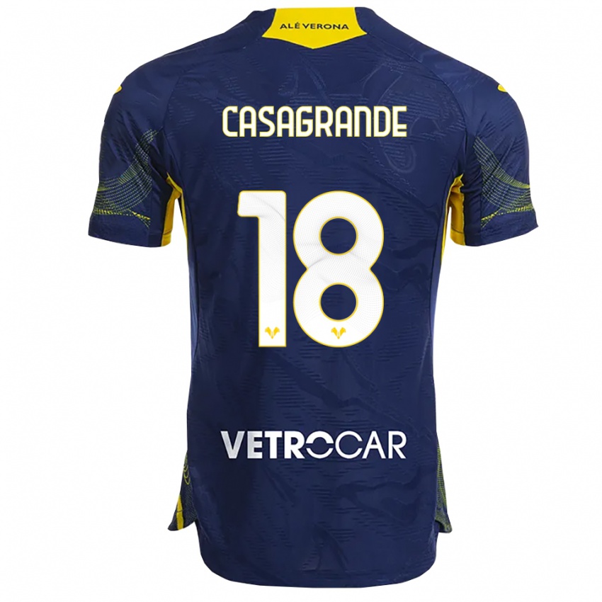 ילדים Davide Casagrande #18 נייבי צהוב ג'רזי ביתית 2025/26 חולצה קצרה