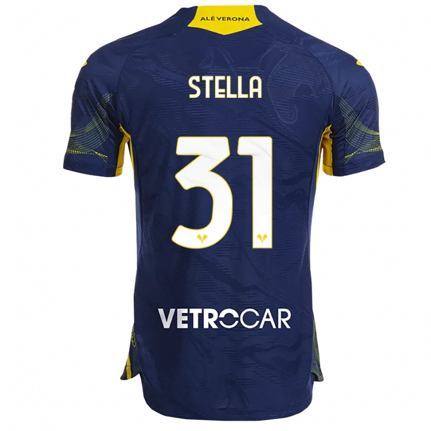 ילדים קווין סטלה #31 נייבי צהוב ג'רזי ביתית 2025/26 חולצה קצרה
