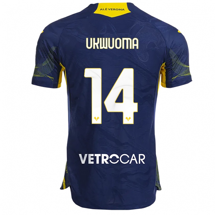 ילדים Bright Ukwuoma #14 נייבי צהוב ג'רזי ביתית 2025/26 חולצה קצרה